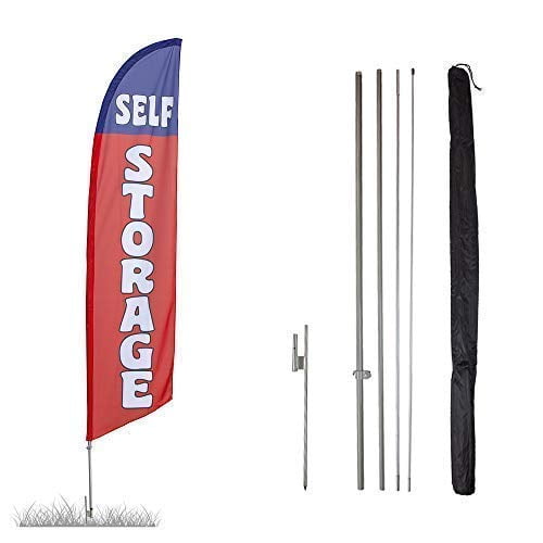 2 Self Storage Patriotic Two Windless Swooper Feather Flag Sign Kits With Pole and Ground Spikes 2 Self Storage Patriotic Two Windless Swooper Feather Flag Sign Kits With Pole and Ground Spikes